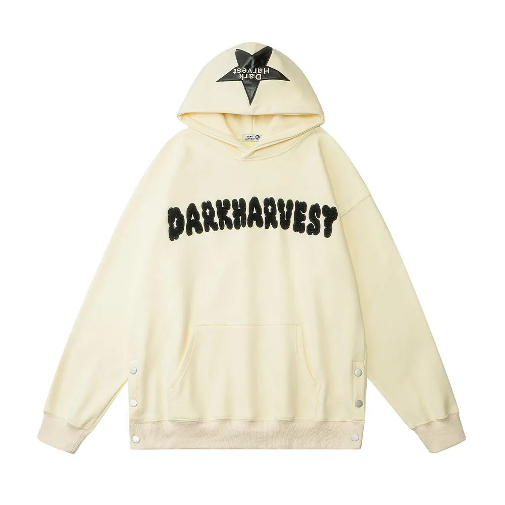 Letter Button Design Loose star Hoodie