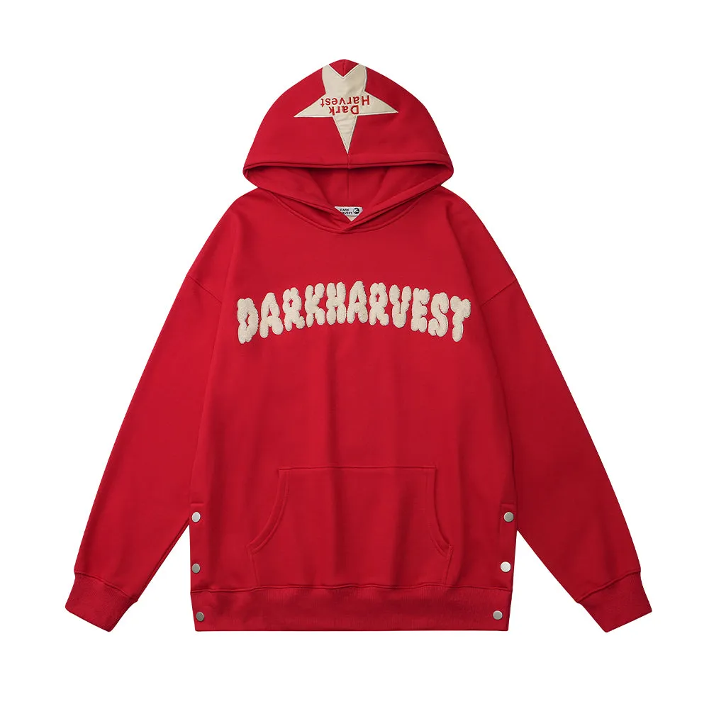 Letter Button Design Loose star Hoodie