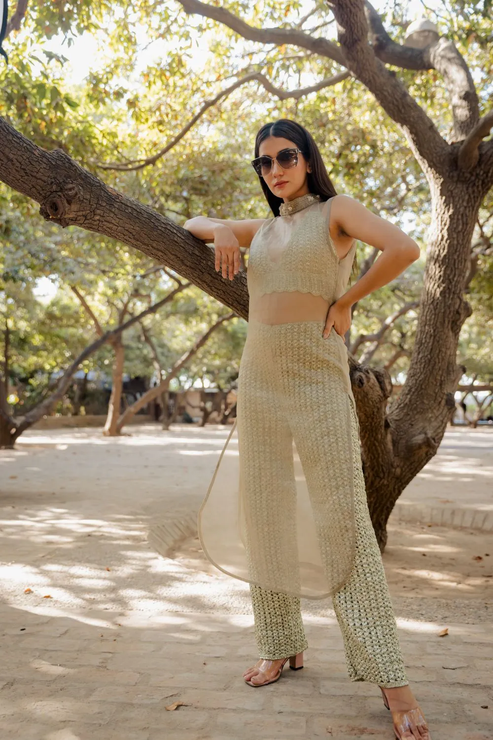 Light Olive Mesh Pant Set