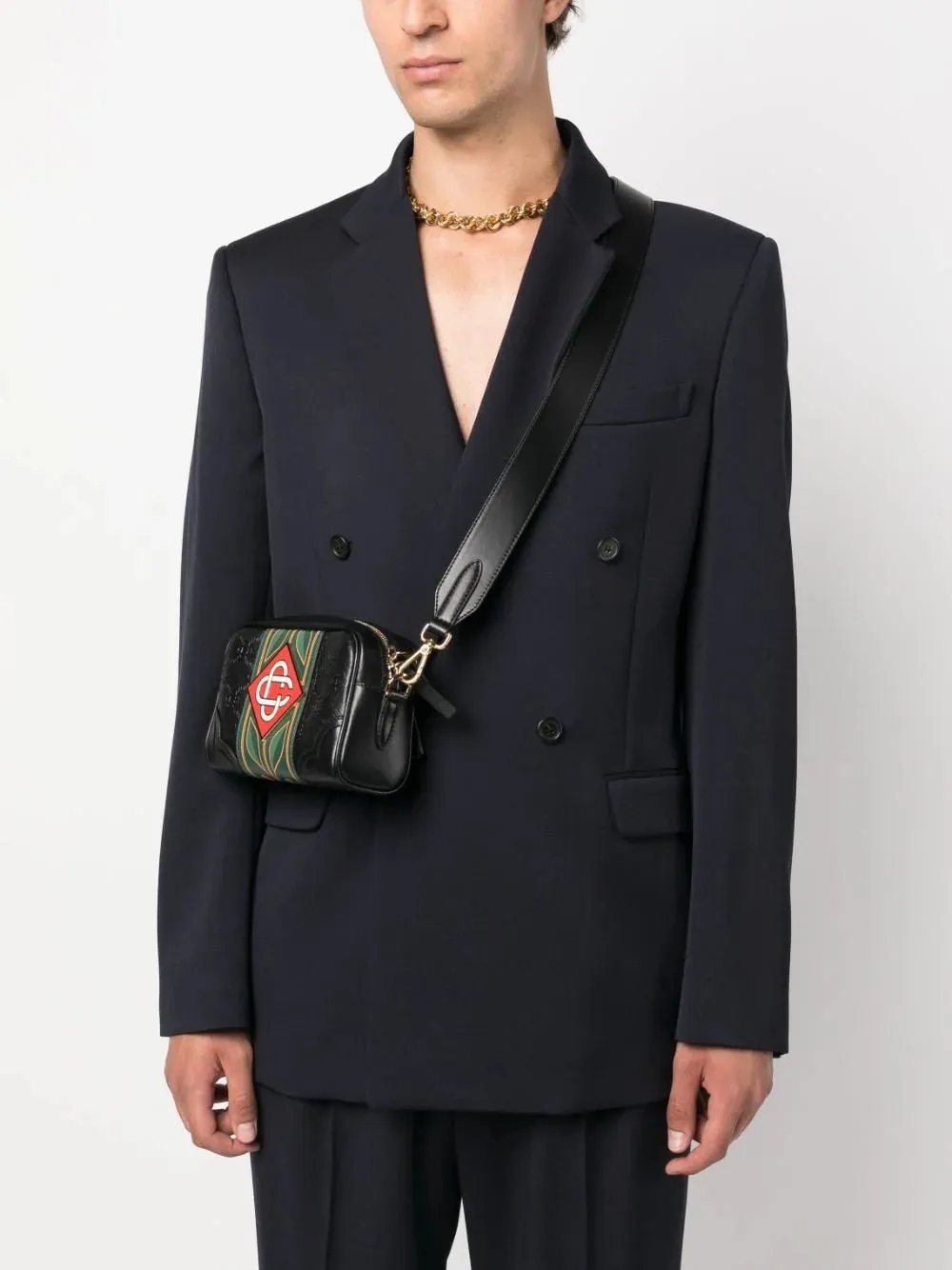 Logo-Plaque Crossbody Leather Bag