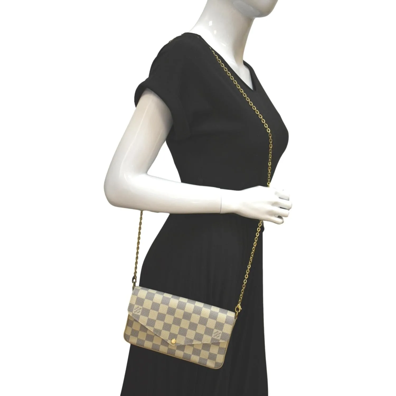 LOUIS VUITTON Felicie Pochette Damier Azur Crossbody Bag White