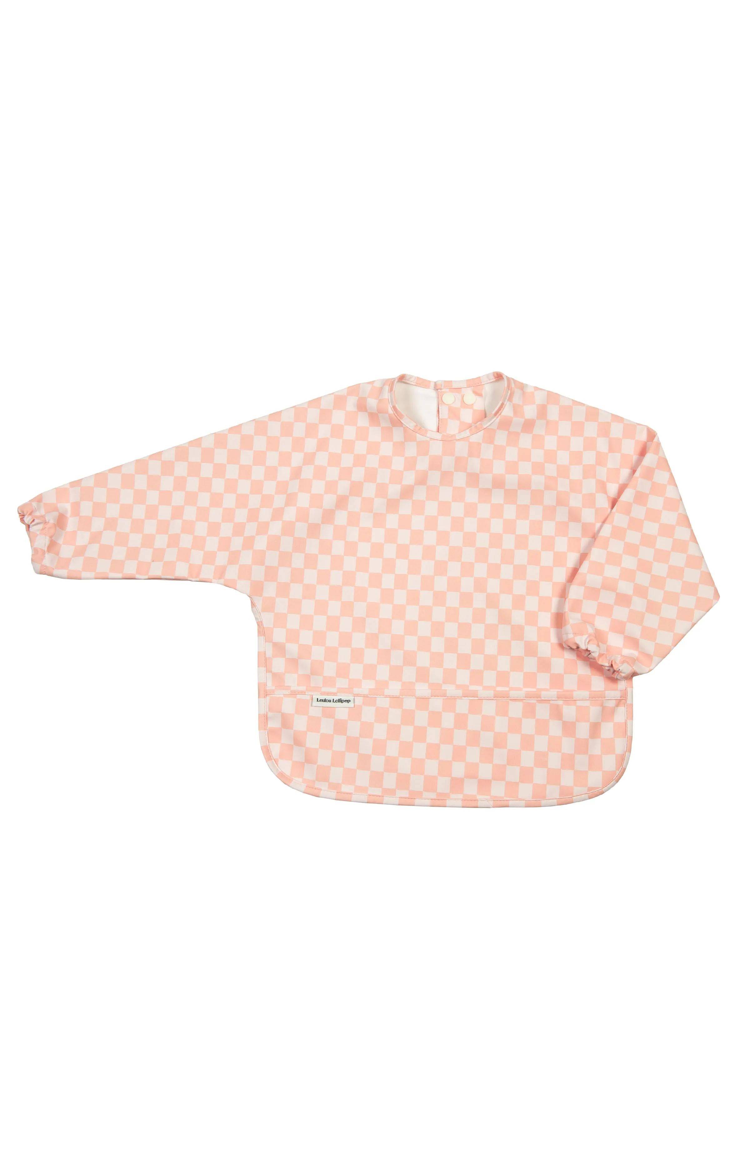 LouLou LOLLIPOP Long Sleeve Bib (Pink Checkerboard)