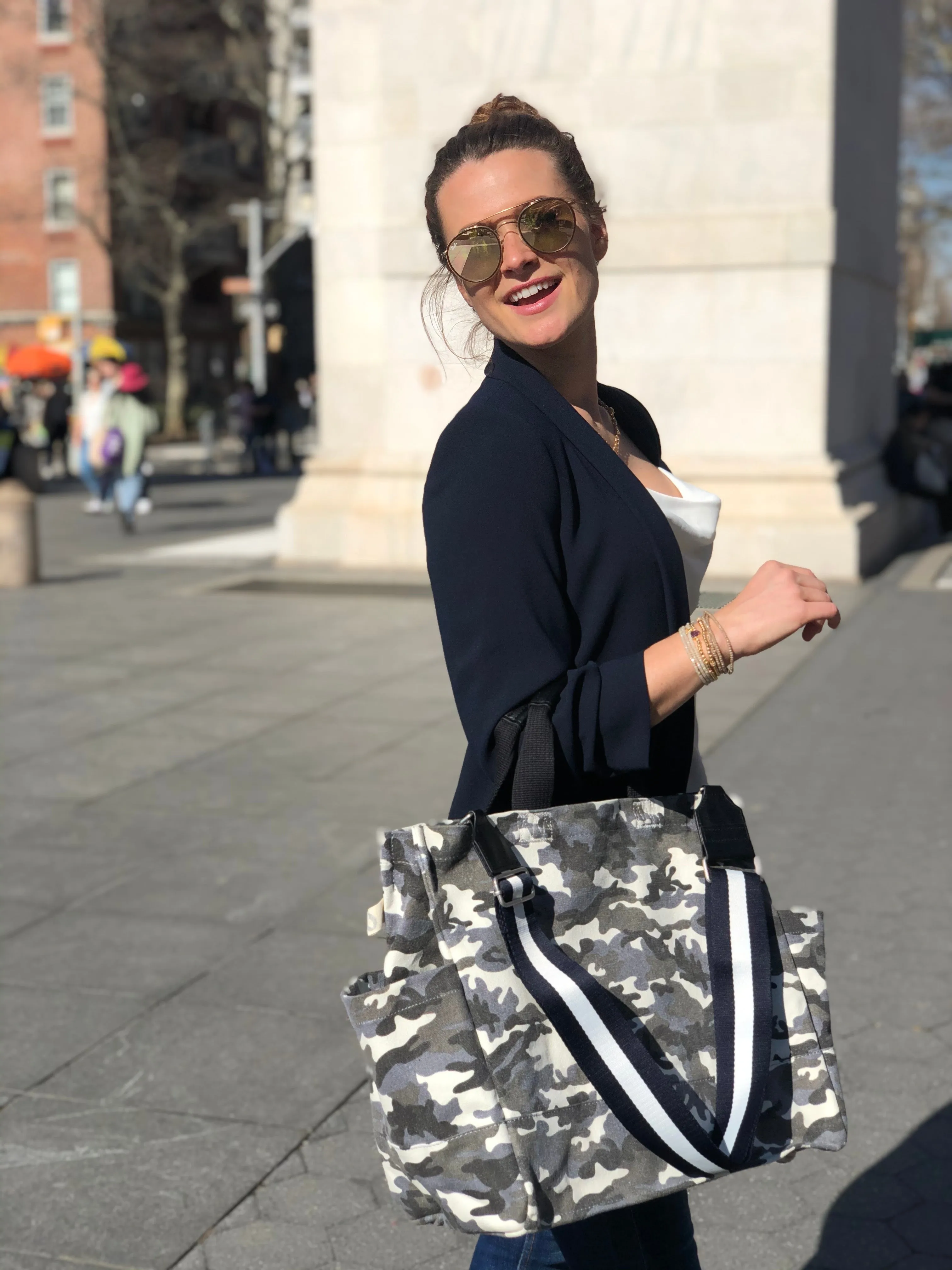 Luxe North-South Bag: Grey Camouflage
