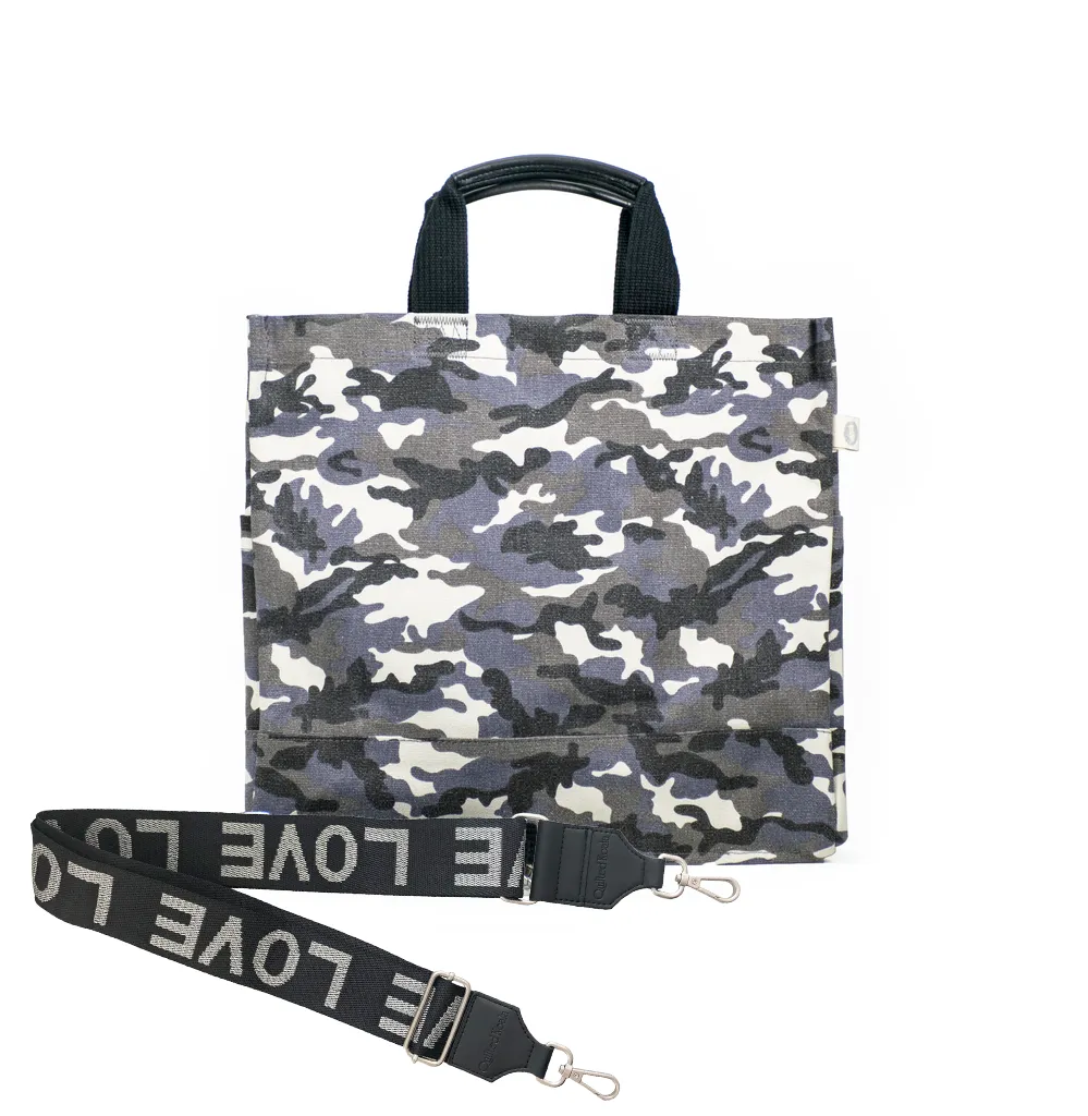 Luxe North-South Bag: Grey Camouflage