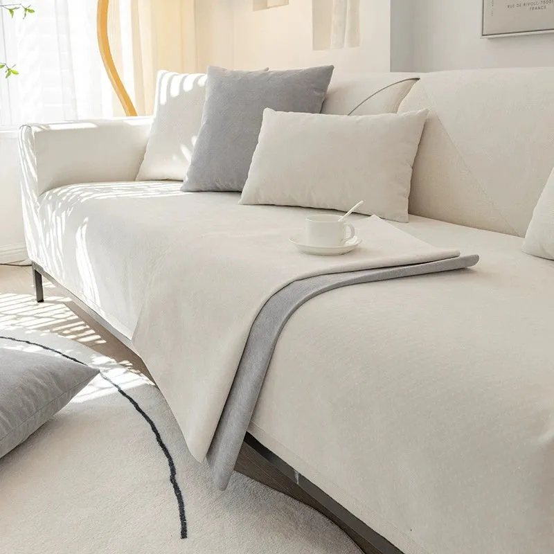 LuxeGuard Plush Chenille Sofa Cover – Waterproof & Pet-Friendly