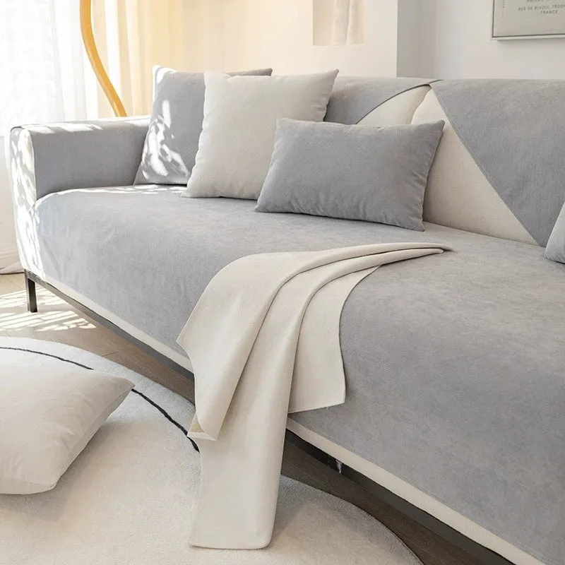 LuxeGuard Plush Chenille Sofa Cover – Waterproof & Pet-Friendly