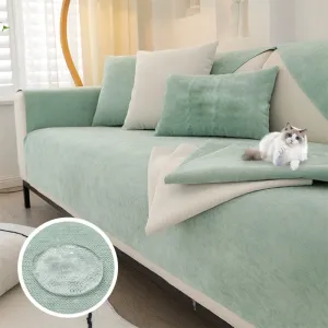 LuxeGuard Plush Chenille Sofa Cover – Waterproof & Pet-Friendly