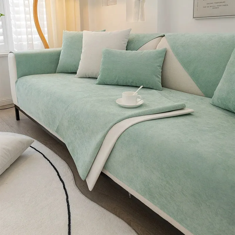 LuxeGuard Plush Chenille Sofa Cover – Waterproof & Pet-Friendly