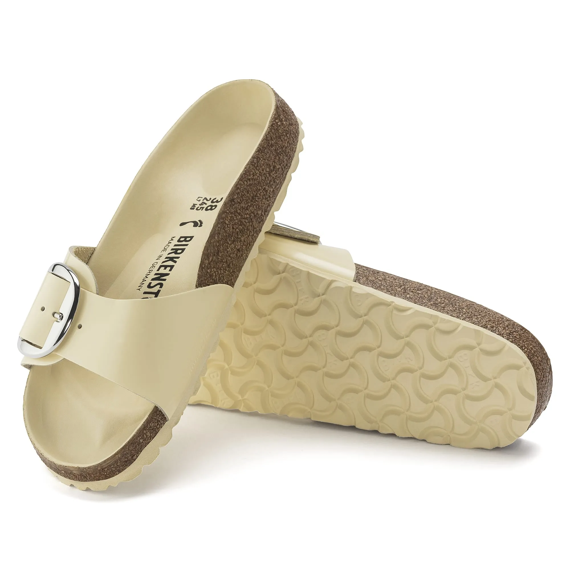 Madrid Big Buckle Natural Leather Patent