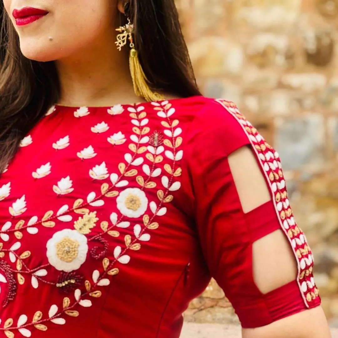 Maroon Embroidered Anarkali