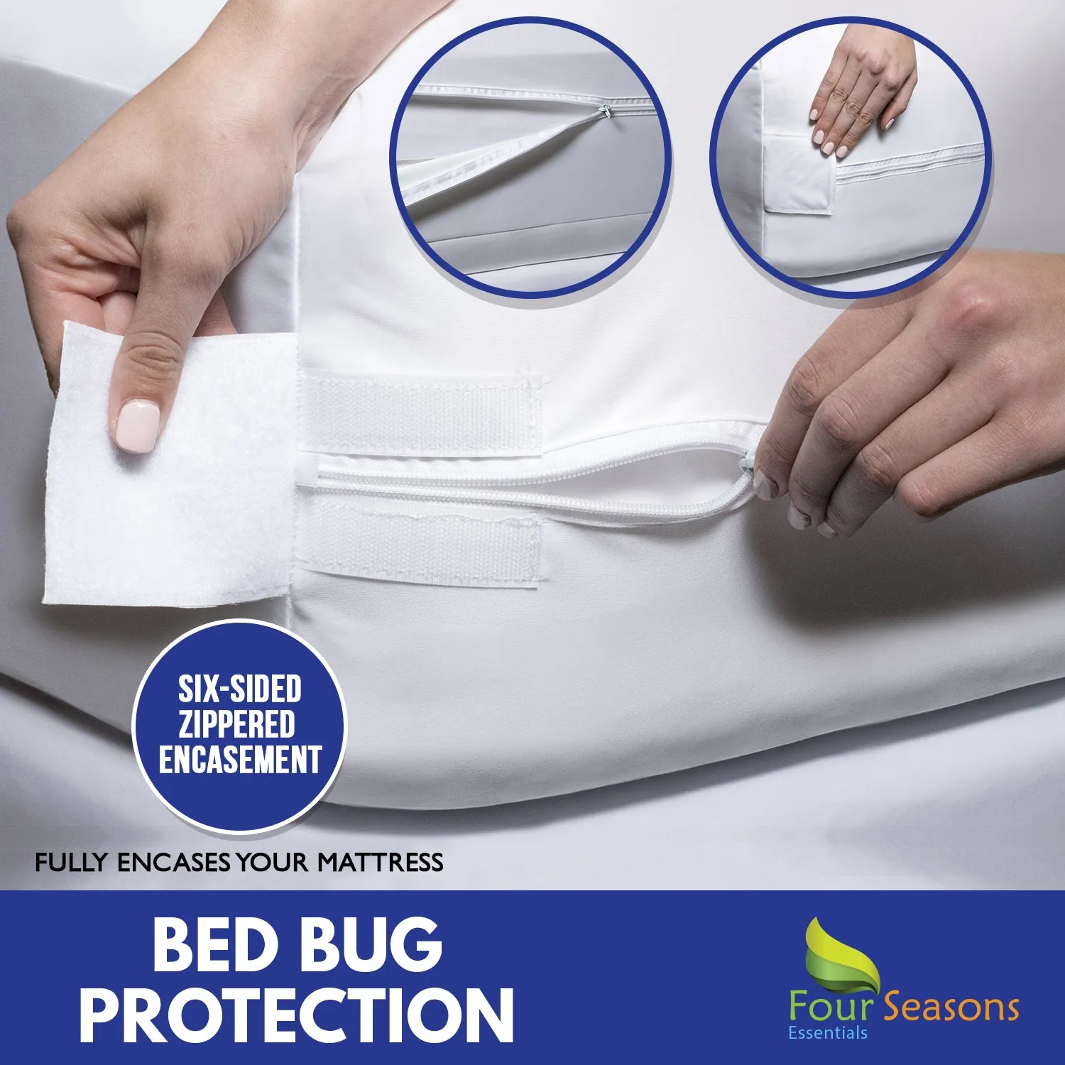 Mattress or Box Spring Protector (8"-11" Depth) - Zippered Waterproof Encasement