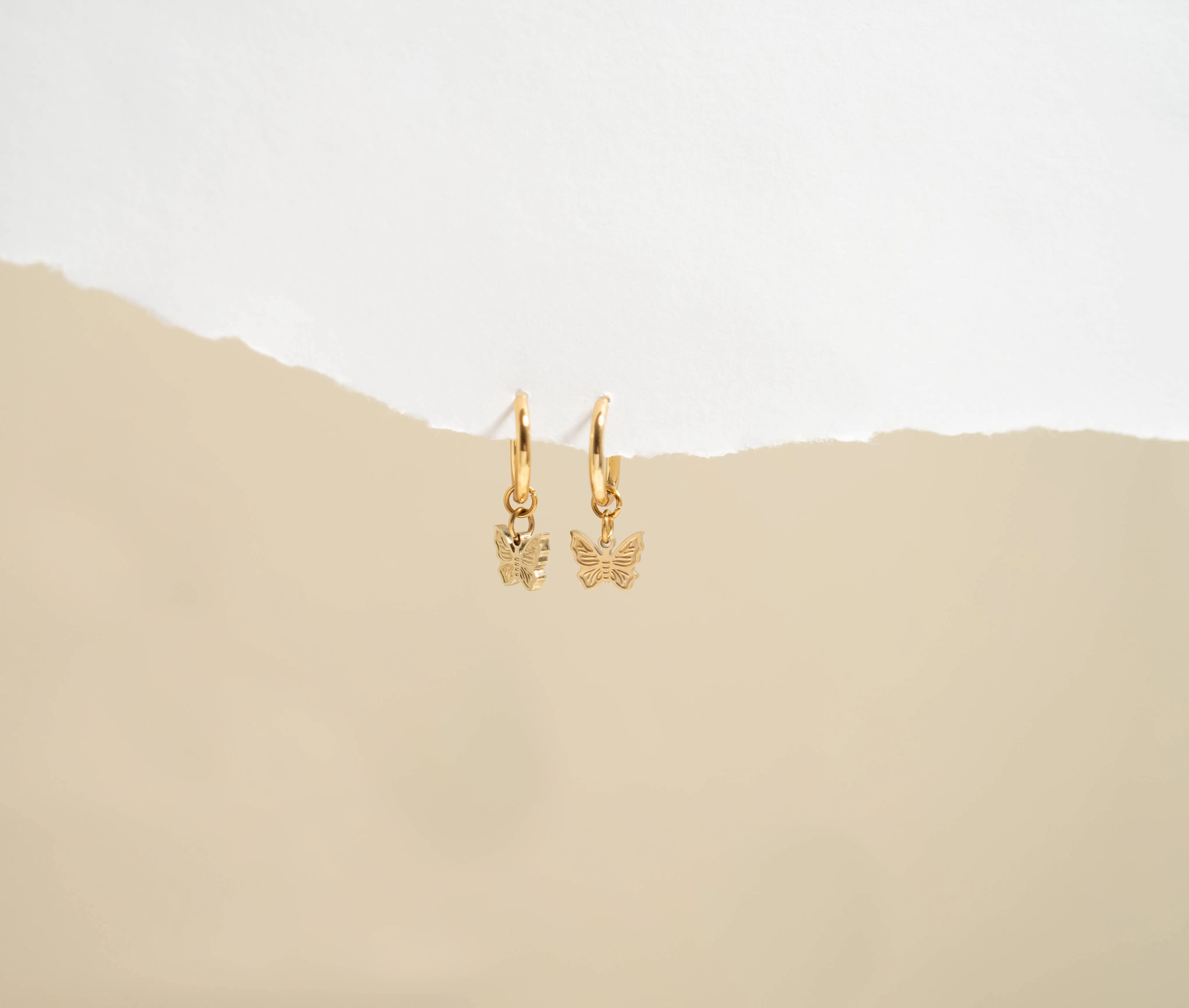 Megan 18K Gold PVD and Stainless Steel PVD Butterfly Huggie Earrings