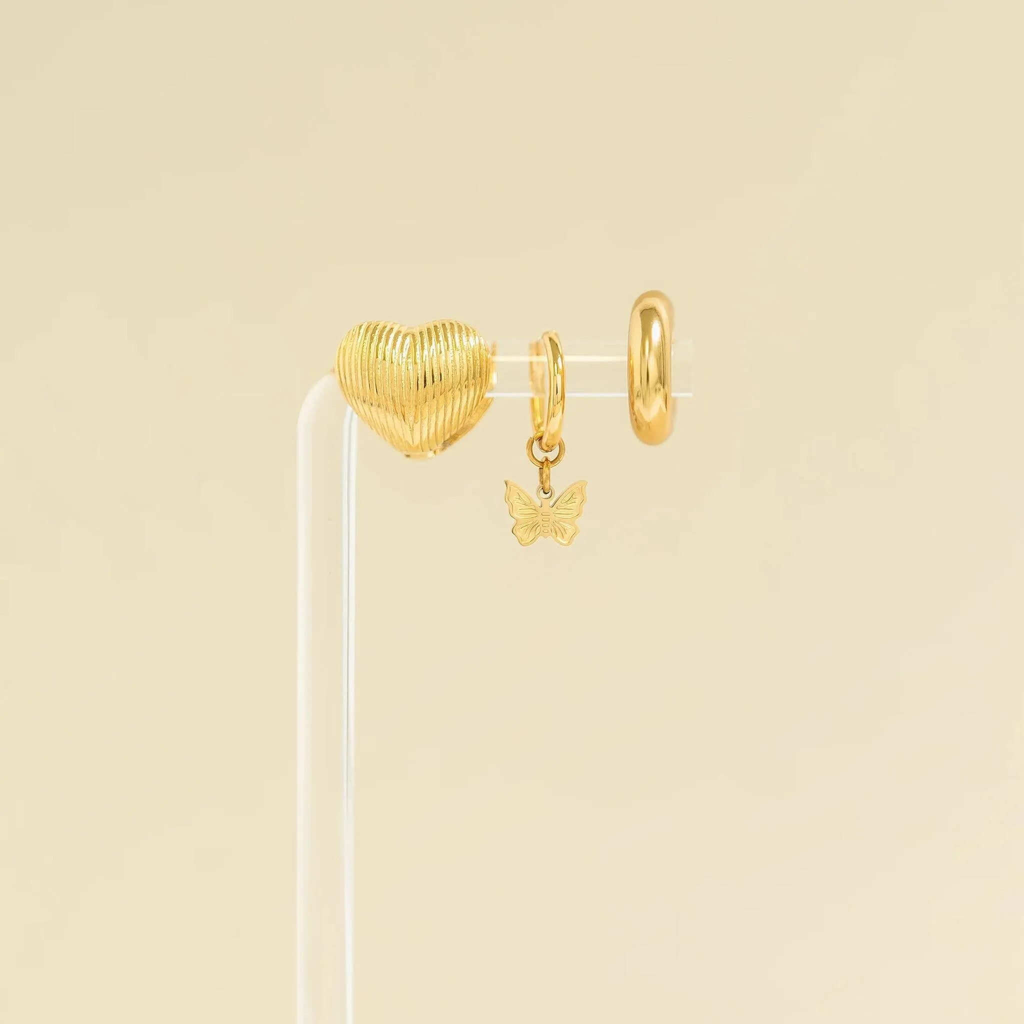 Megan 18K Gold PVD and Stainless Steel PVD Butterfly Huggie Earrings