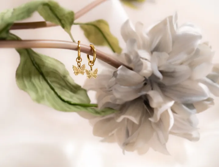 Megan 18K Gold PVD and Stainless Steel PVD Butterfly Huggie Earrings