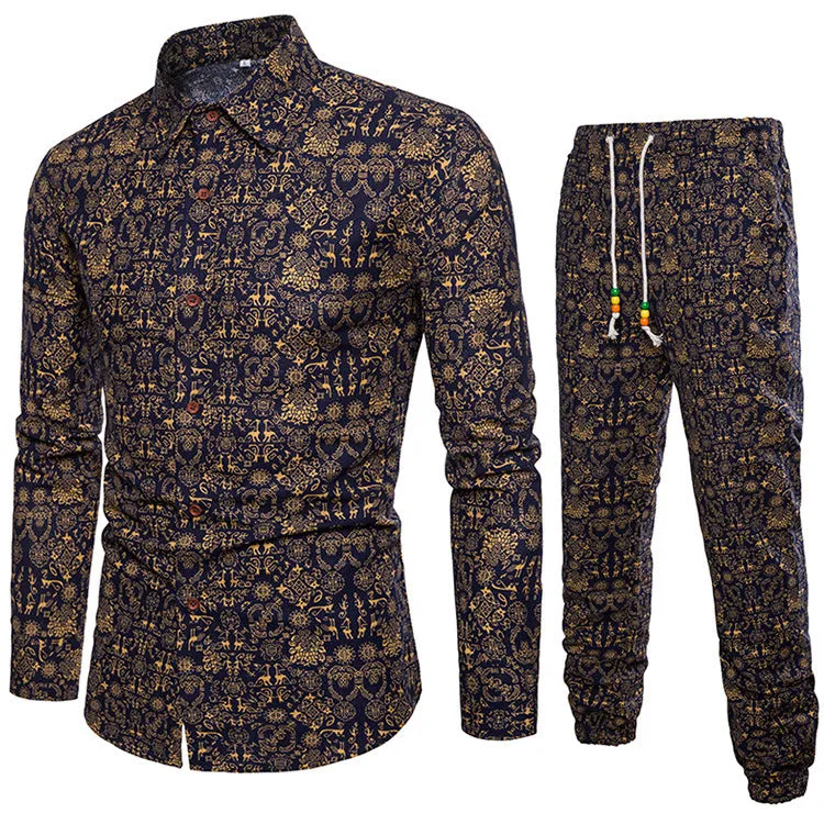 Men's Black & Gold Shirt & Pant Set..