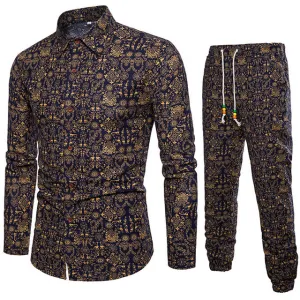 Men's Black & Gold Shirt & Pant Set..