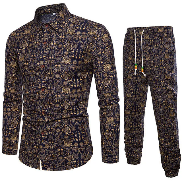 Men's Black & Gold Shirt & Pant Set..