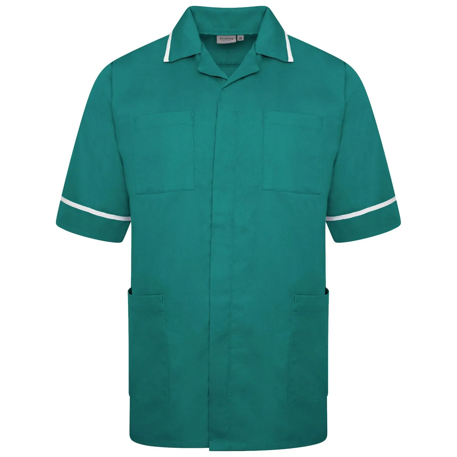 Mens Healthcare Tunic | Bottle Green/White Trim