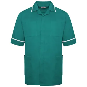 Mens Healthcare Tunic | Bottle Green/White Trim