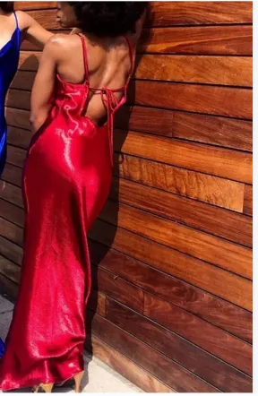 Mermaid Straps Evening Dress  Sheath Lace-up Back Prom Dresses