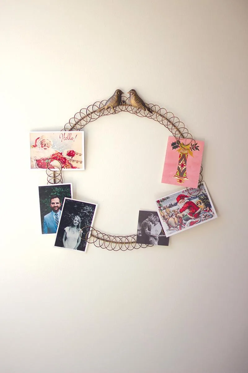 Metal Christmas Card Wreath with Two Birds (Pack of 2)