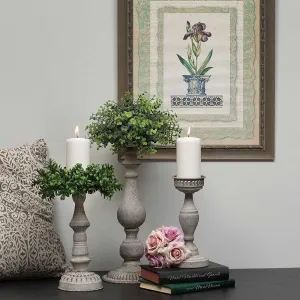 Metal Granite Finish Candle Holder