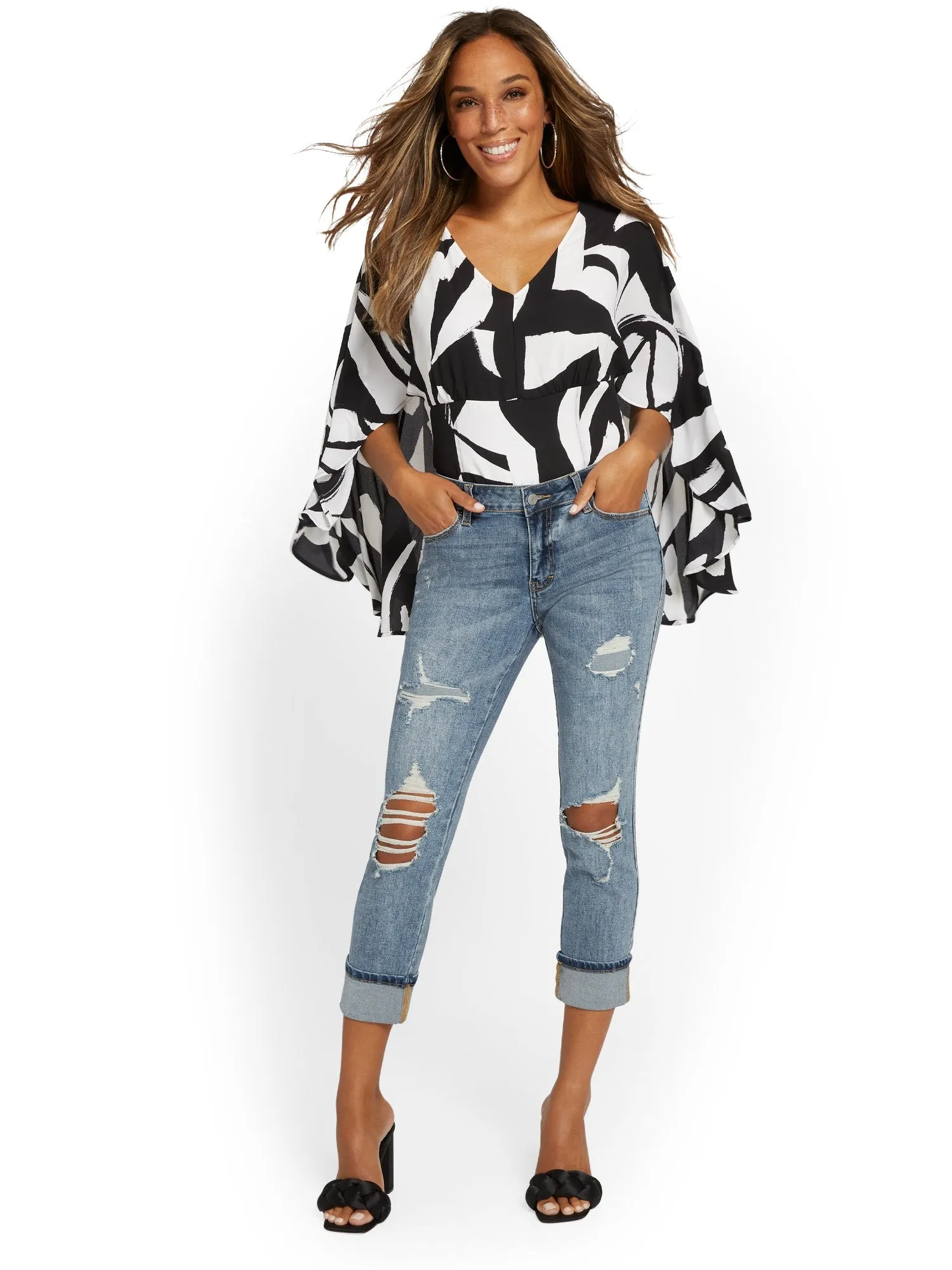 Mid-Rise Slim Boyfriend Jeans - Dark Wash