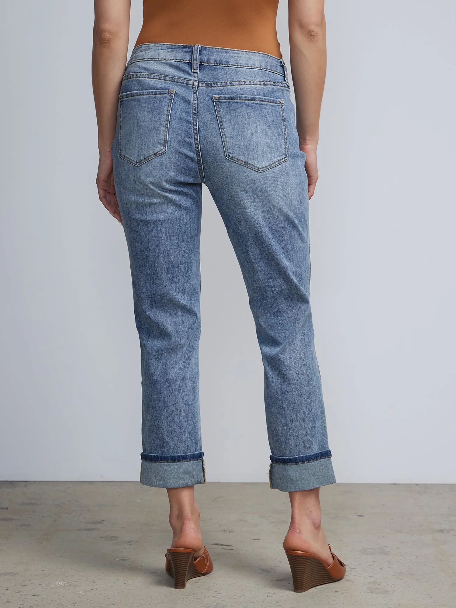 Mid-Rise Slim Boyfriend Jeans - Dark Wash