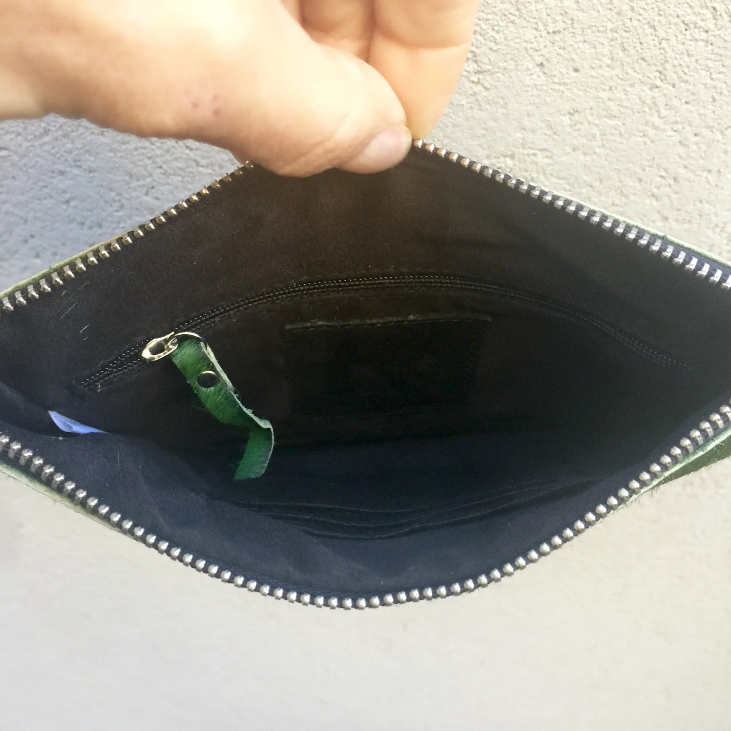 Mila Green Cowhide Crossbody Clutch Bag