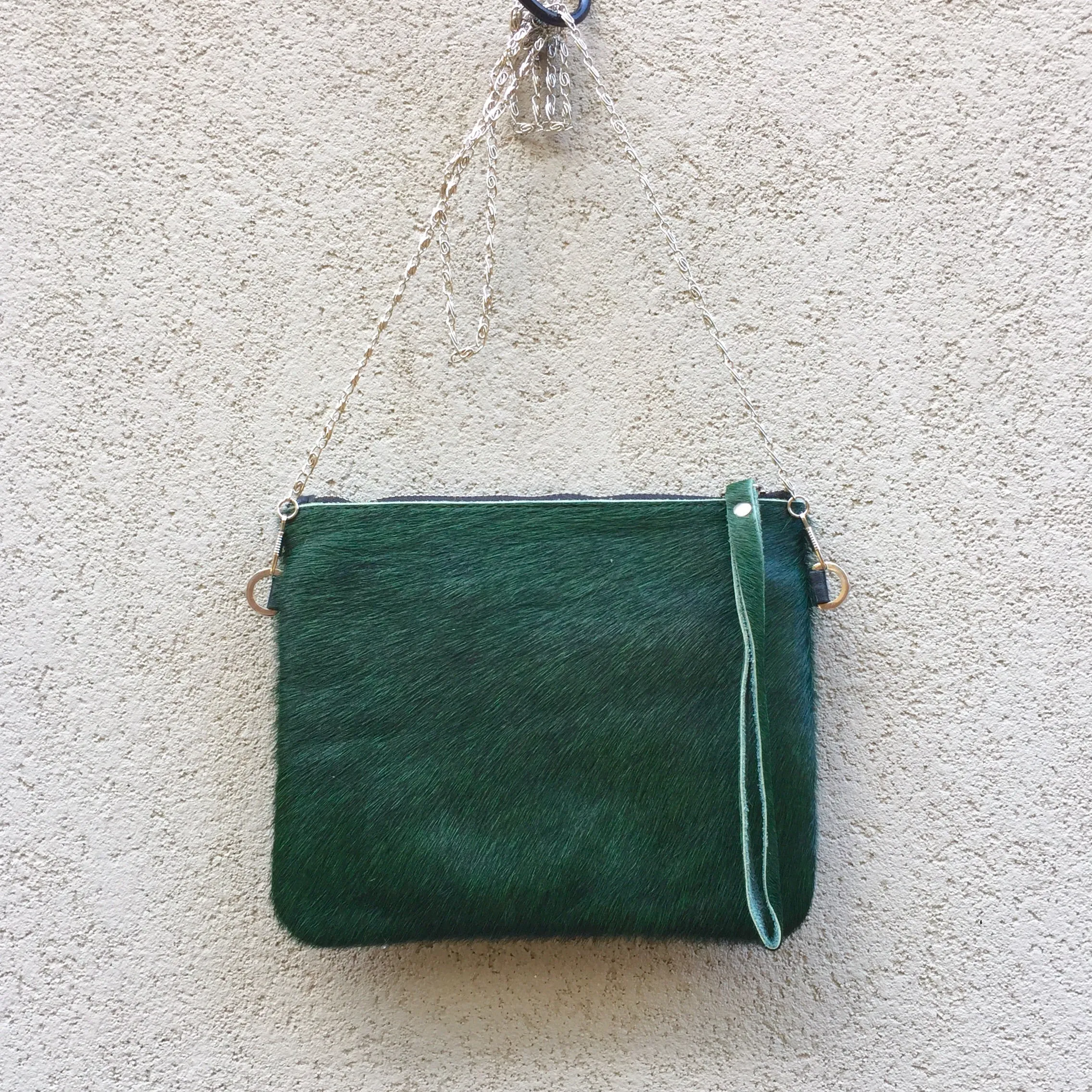 Mila Green Cowhide Crossbody Clutch Bag