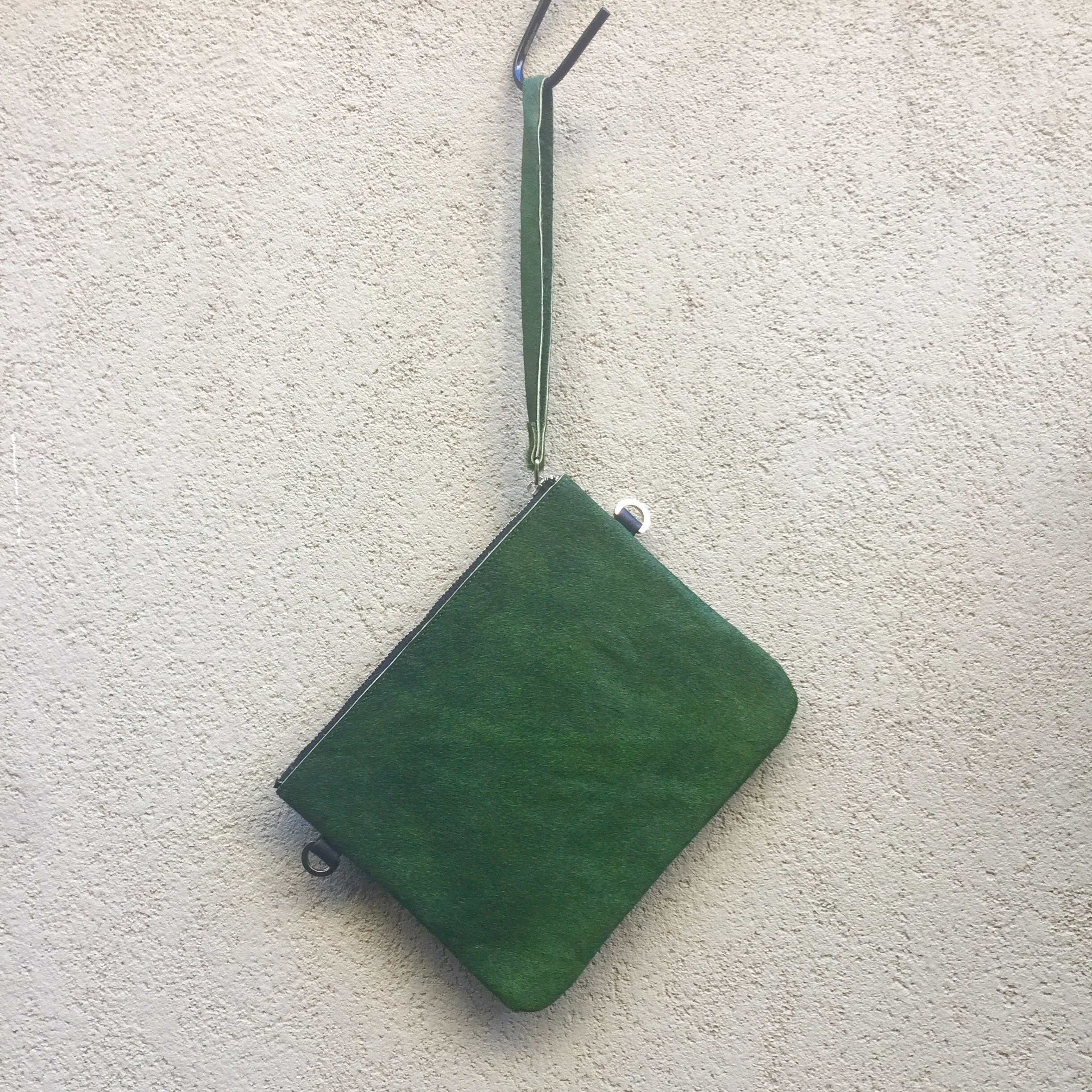 Mila Green Cowhide Crossbody Clutch Bag