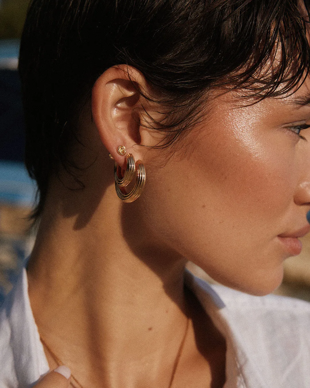 Mini Ridged Amalfi Hinge Hoops