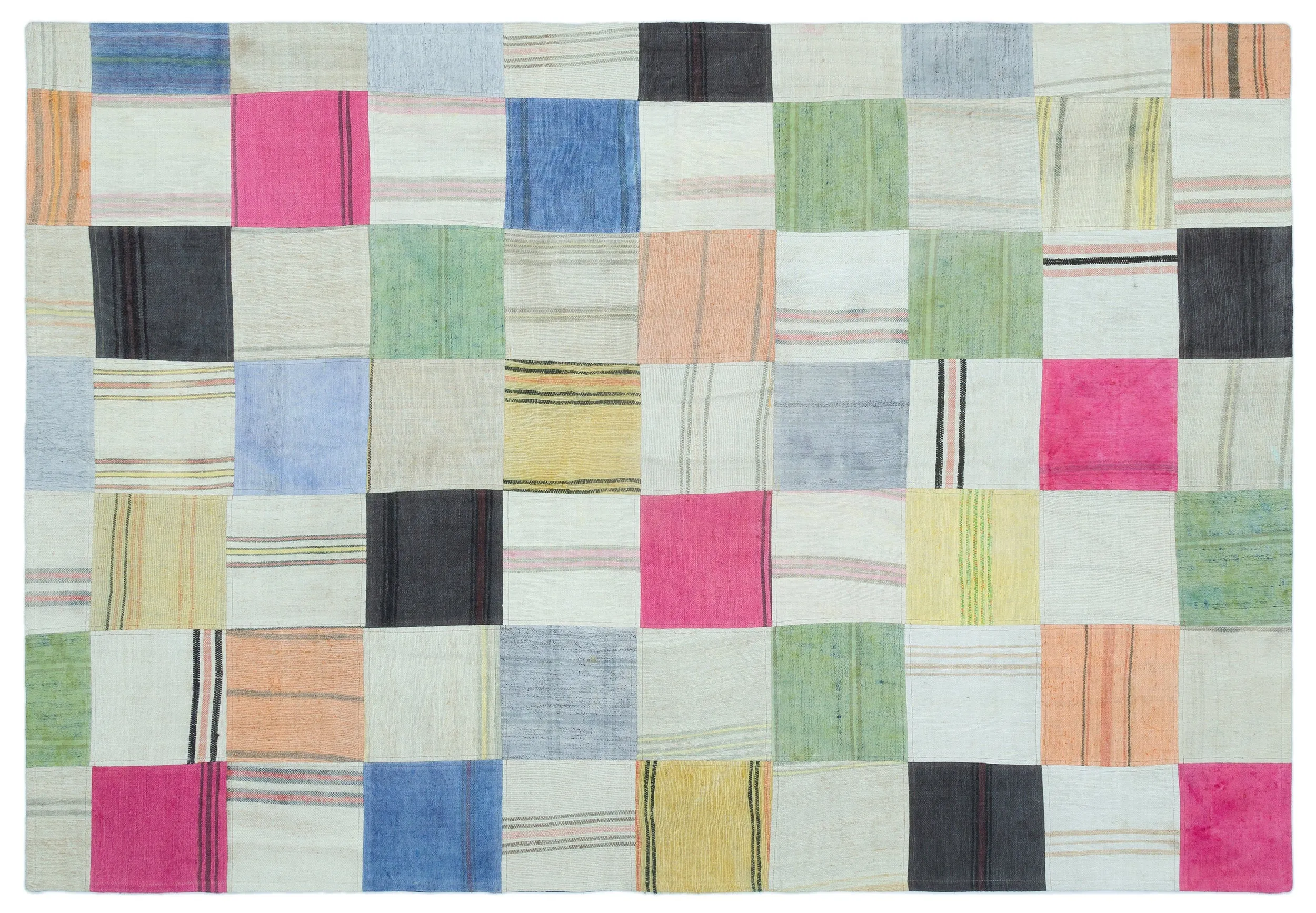 Mixed Over Dyed Kilim Patchwork Unique Rug 5'2'' x 7'7'' ft 158 x 230 cm