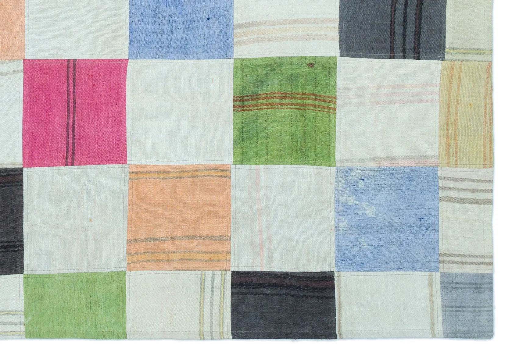 Mixed Over Dyed Kilim Patchwork Unique Rug 5'3'' x 7'6'' ft 159 x 228 cm