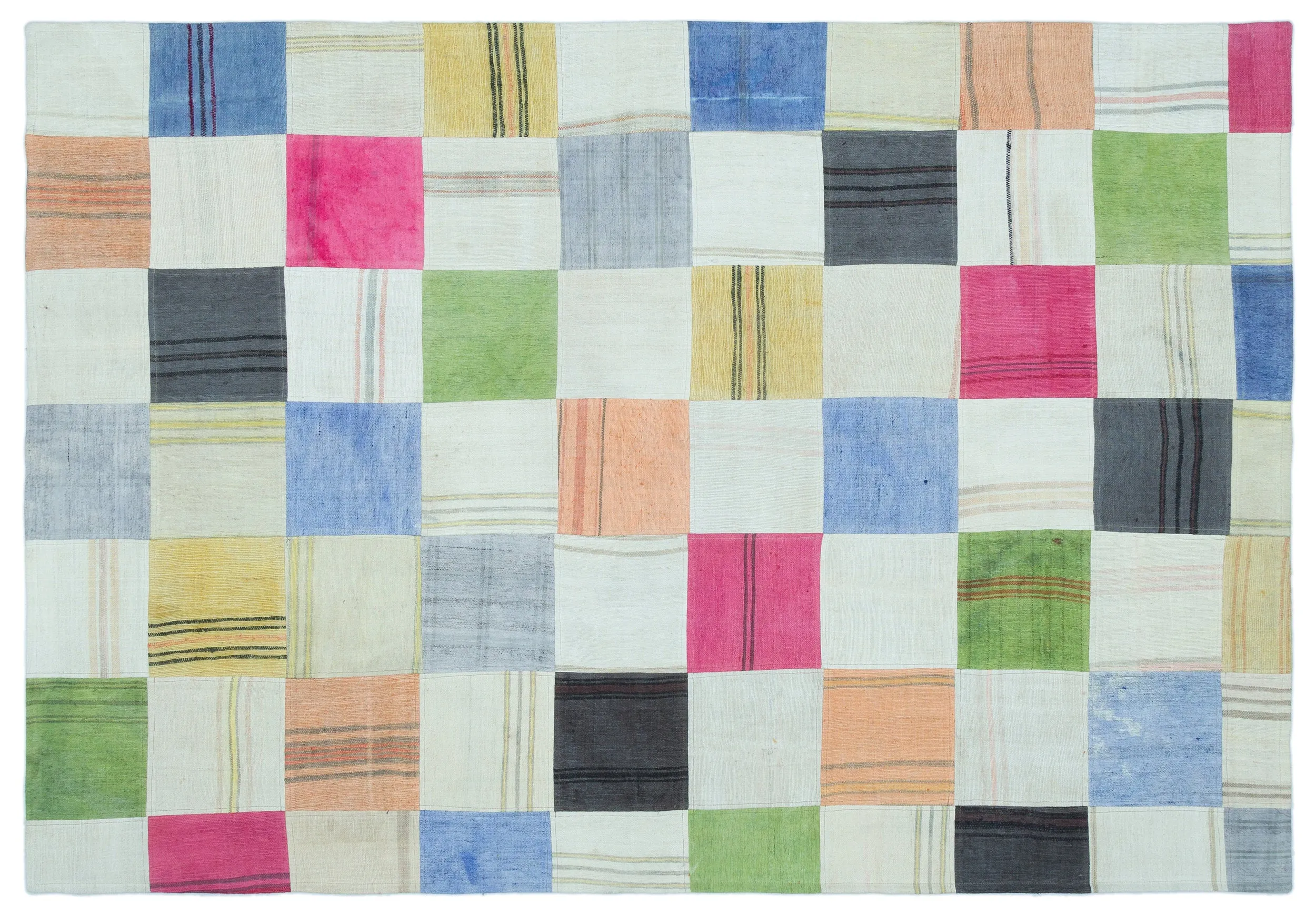 Mixed Over Dyed Kilim Patchwork Unique Rug 5'3'' x 7'6'' ft 159 x 228 cm