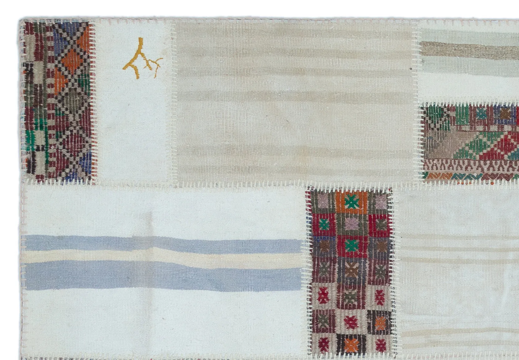 Mixed Over Dyed Kilim Patchwork Unique Rug 5'3'' x 7'8'' ft 160 x 233 cm