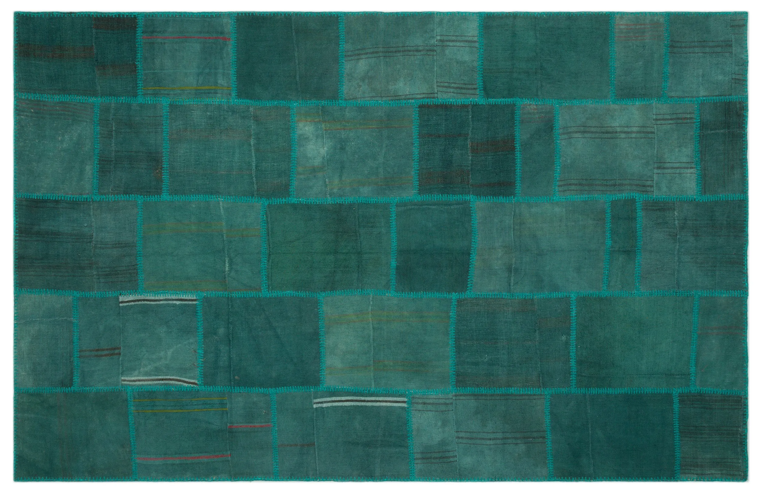 Mixed Over Dyed Kilim Patchwork Unique Rug 6'5'' x 9'10'' ft 195 x 300 cm