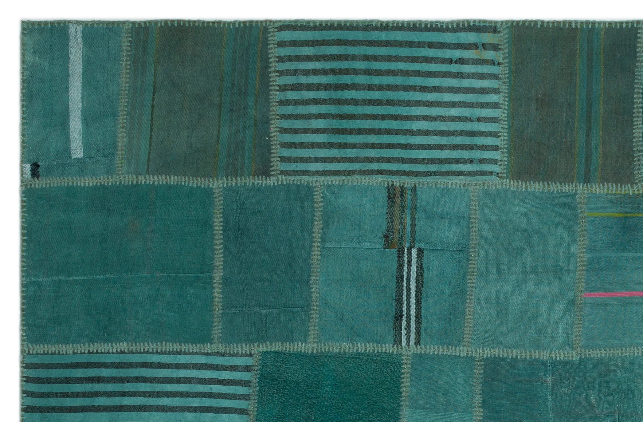 Mixed Over Dyed Kilim Patchwork Unique Rug 6'5'' x 9'11'' ft 195 x 303 cm