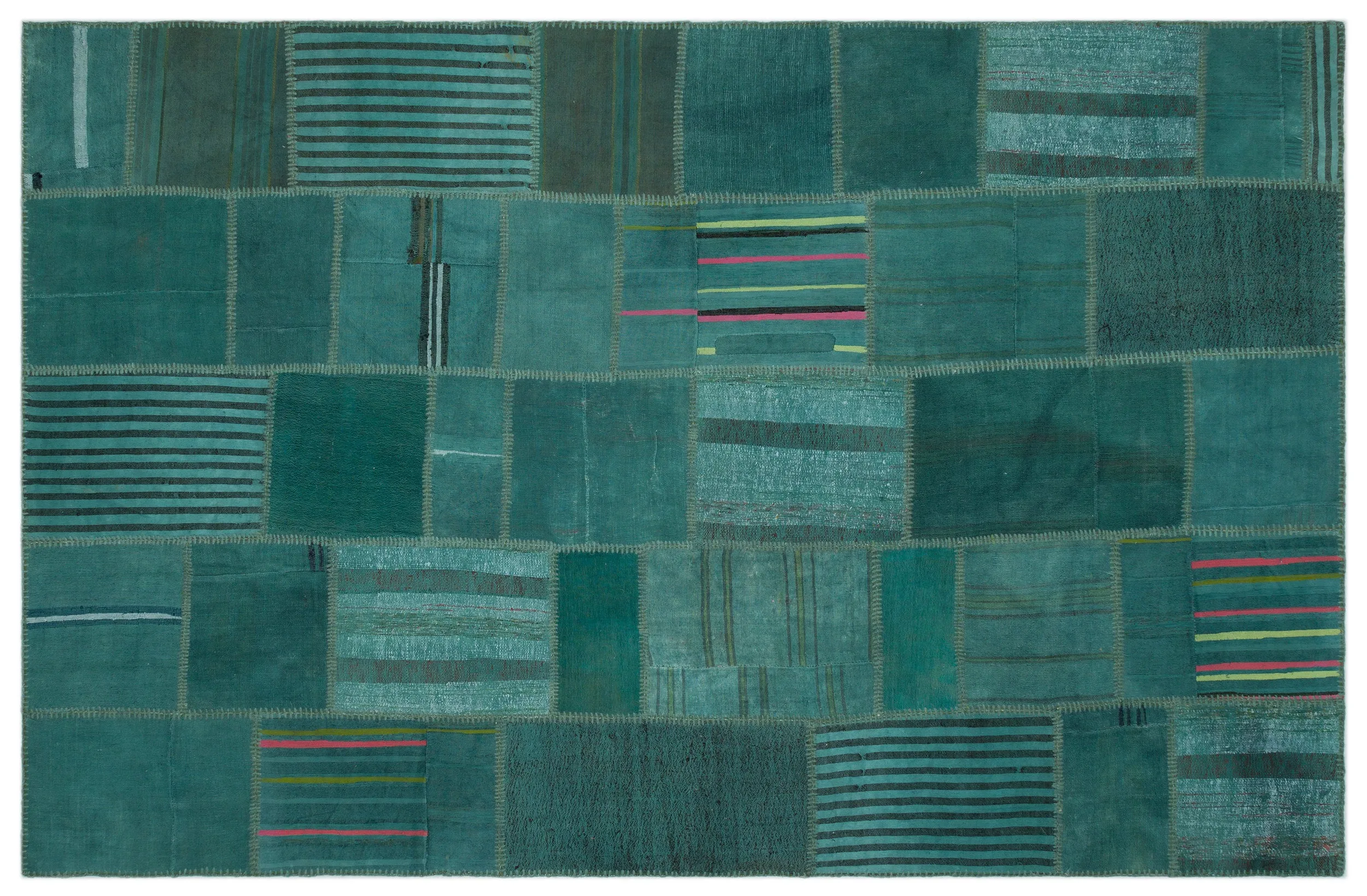 Mixed Over Dyed Kilim Patchwork Unique Rug 6'5'' x 9'11'' ft 195 x 303 cm