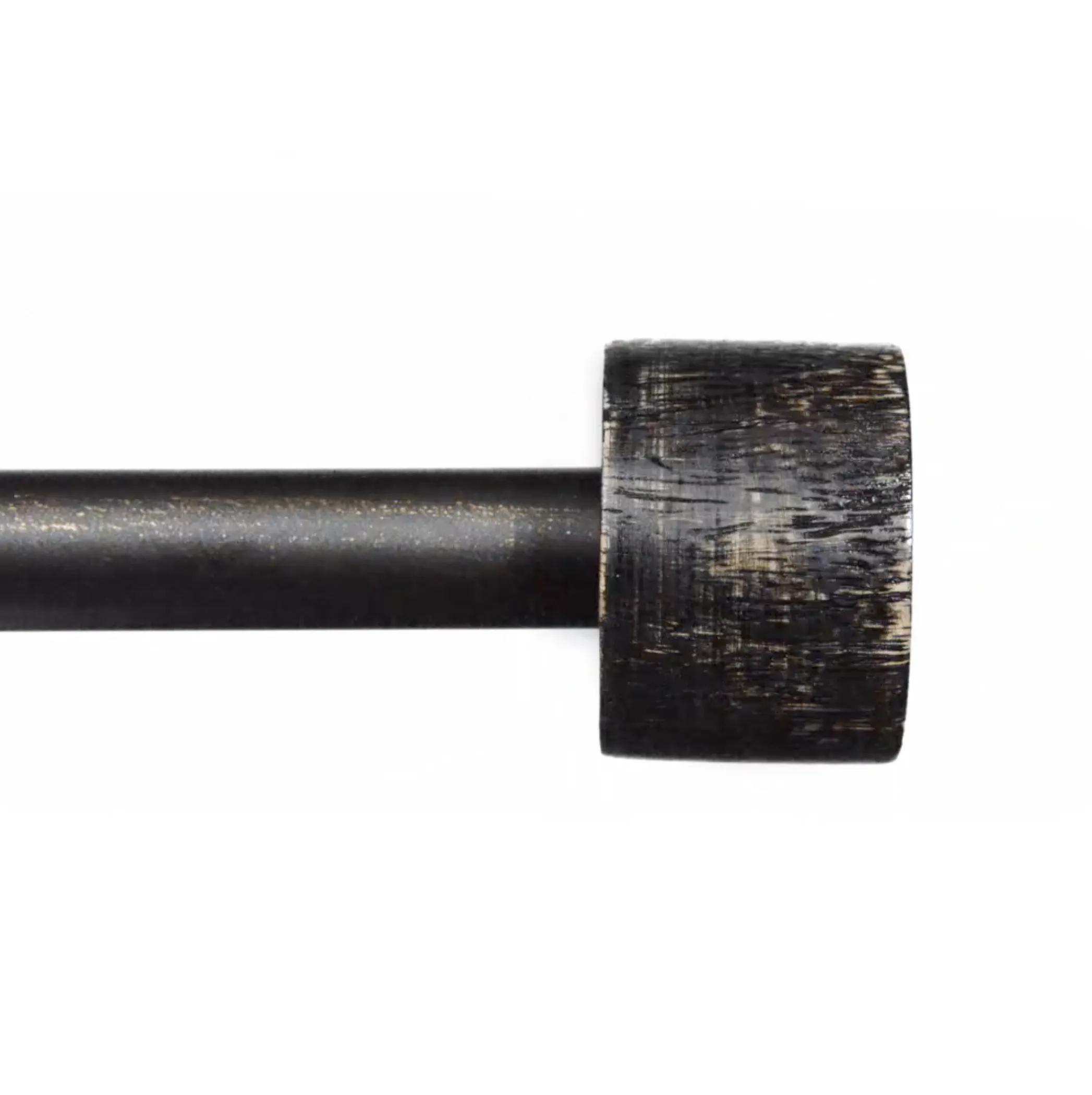 Modern End Cap Distressed Black Farmhouse Curtain Rod 36" - 72" , 72"-144" (Single Curtain Rod Complete Set With Brackets)