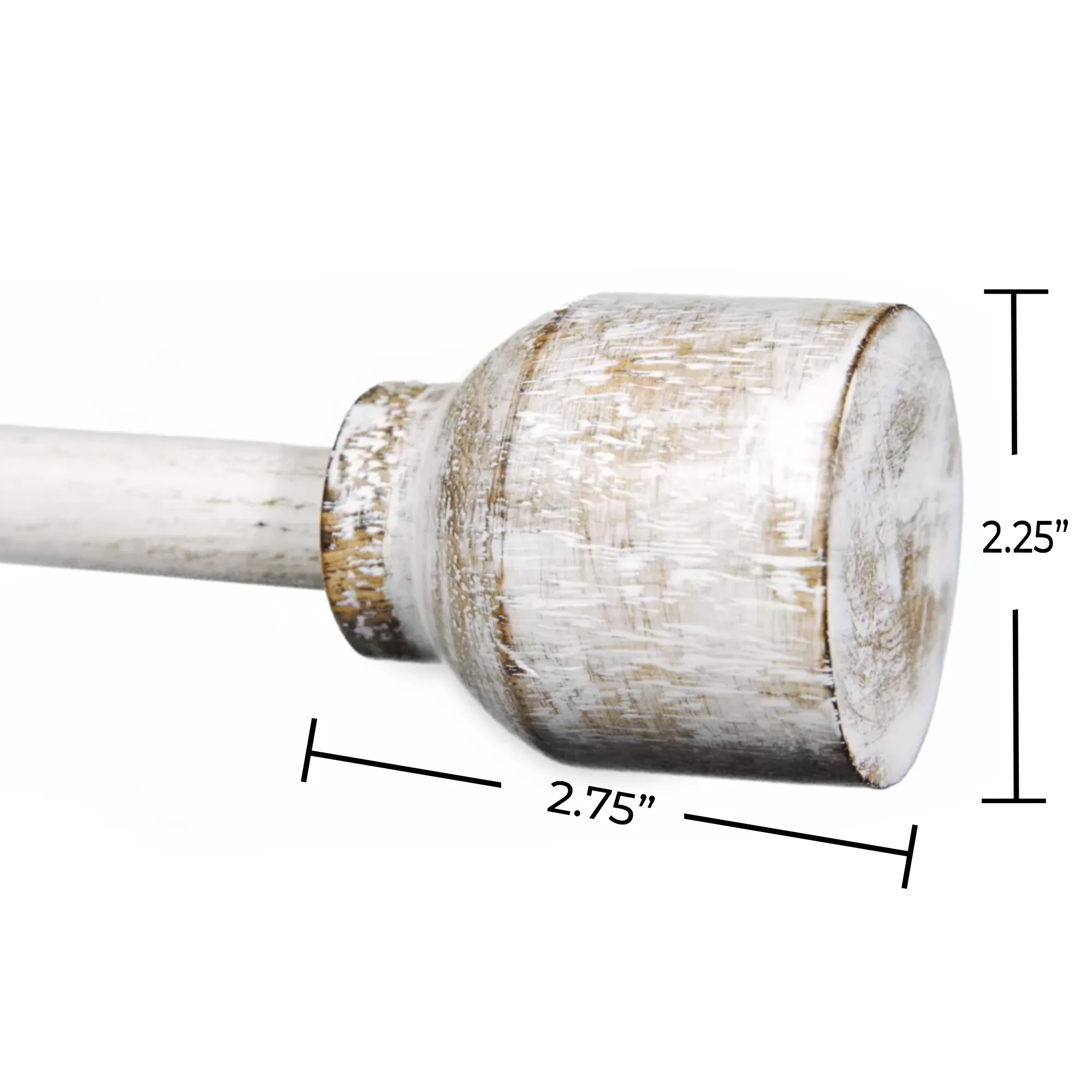 Modern "Cana" Distressed White Farmhouse Curtain Rod 28" - 48" , 48" - 84" , 84" - 144" (Single Curtain Rod Complete Set With Brackets)
