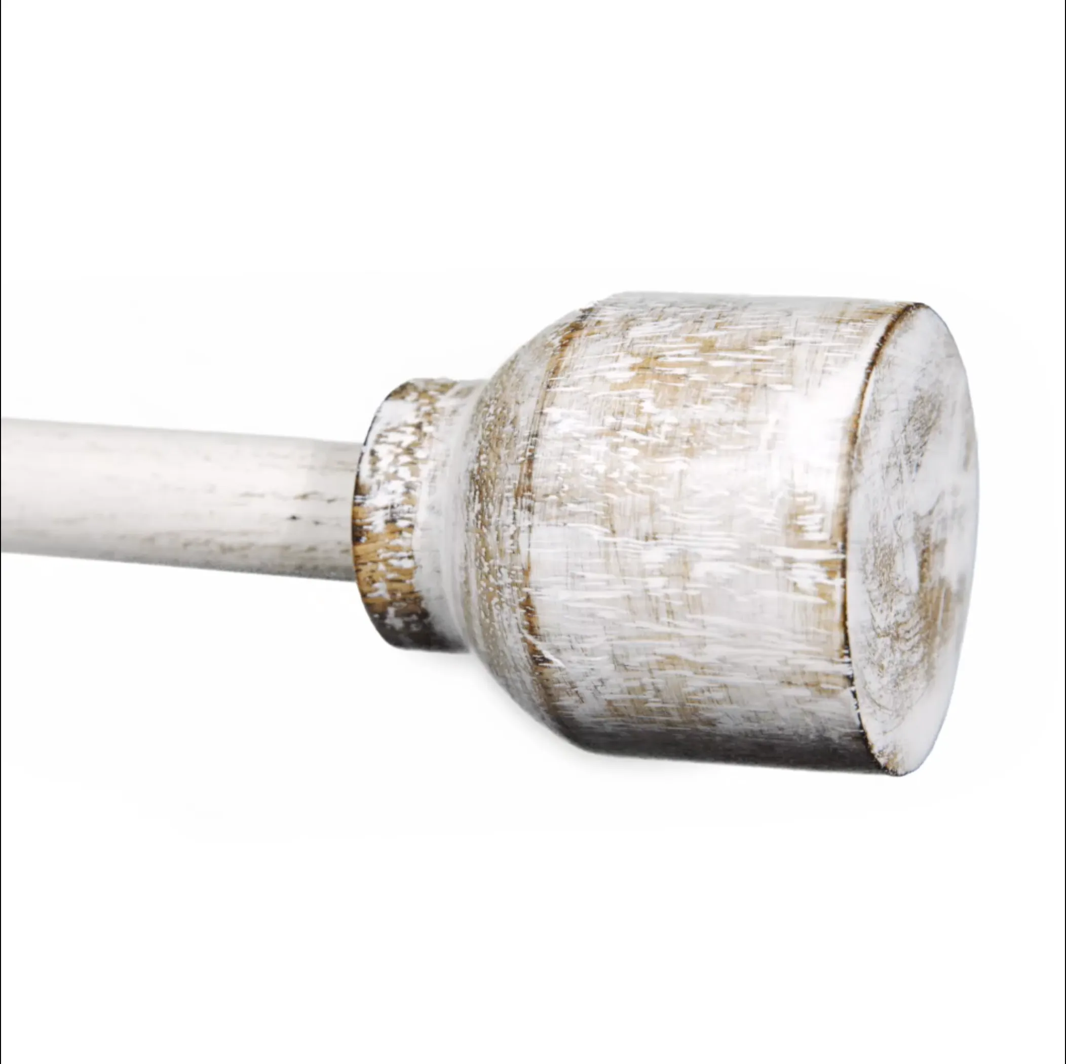 Modern "Cana" Distressed White Farmhouse Curtain Rod 28" - 48" , 48" - 84" , 84" - 144" (Single Curtain Rod Complete Set With Brackets)