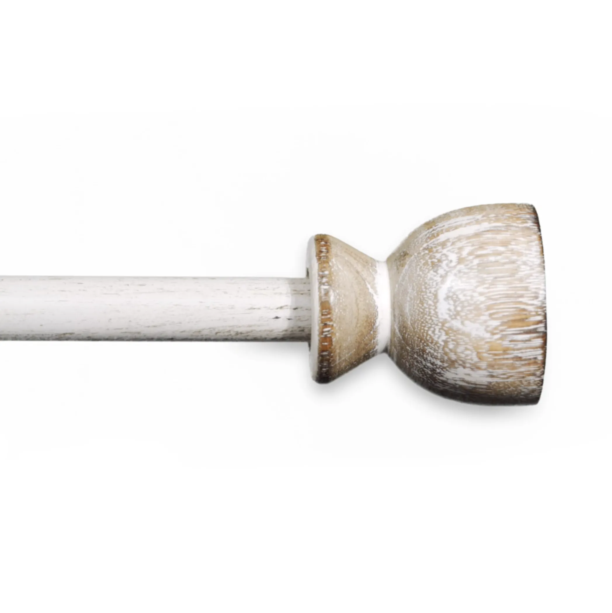 Modern Urn Distressed White Farmhouse Curtain Rod 36" - 72" , 72"-144" (Single Curtain Rod Complete Set With Brackets)