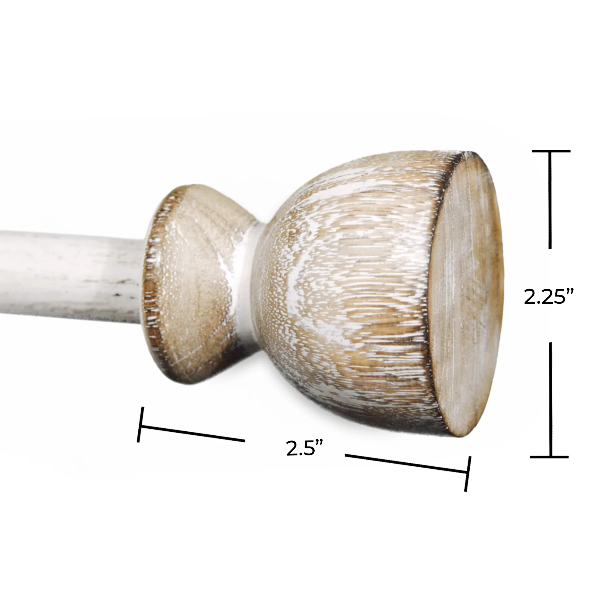 Modern Urn Distressed White Farmhouse Curtain Rod 36" - 72" , 72"-144" (Single Curtain Rod Complete Set With Brackets)