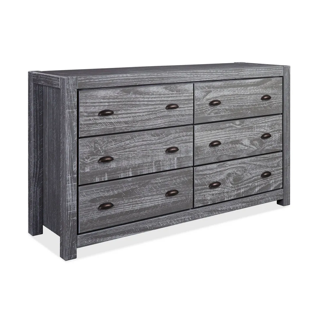 Montauk 6 Drawer Double Dresser Grain Wood Furniture Color: Rustic Gray
