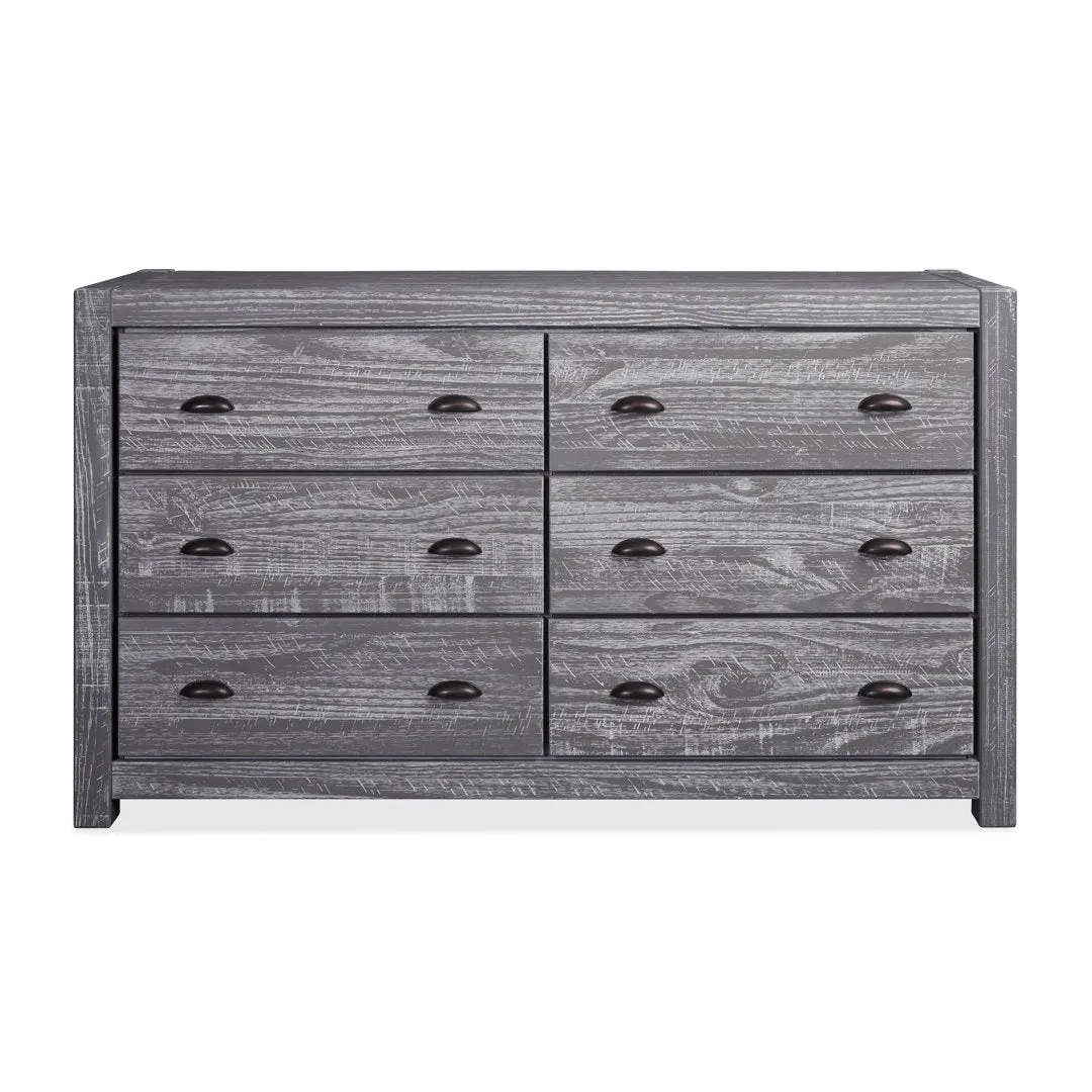 Montauk 6 Drawer Double Dresser Grain Wood Furniture Color: Rustic Gray