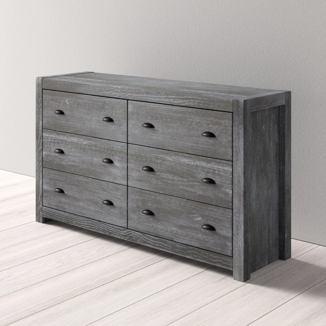 Montauk 6 Drawer Double Dresser Grain Wood Furniture Color: Rustic Gray