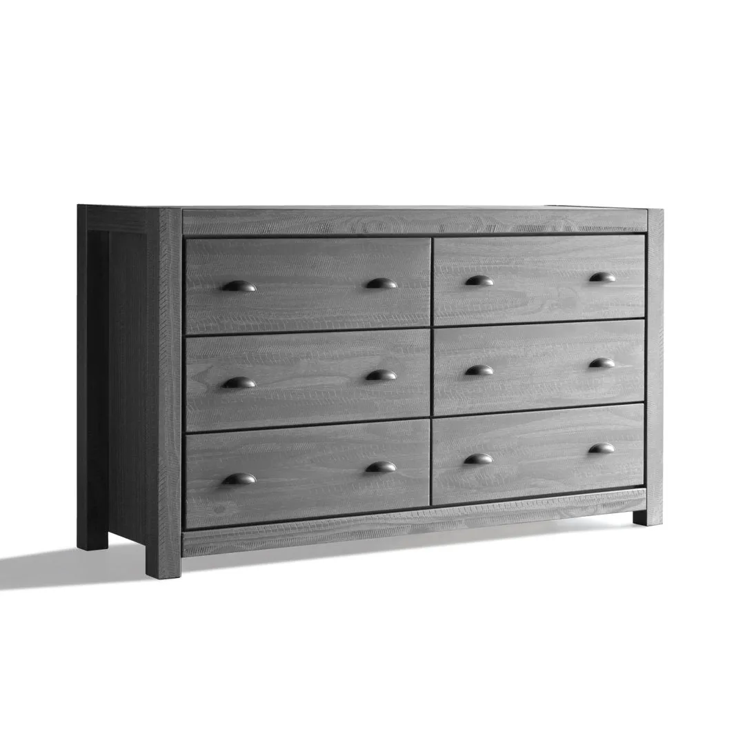 Montauk 6 Drawer Double Dresser Grain Wood Furniture Color: Rustic Gray