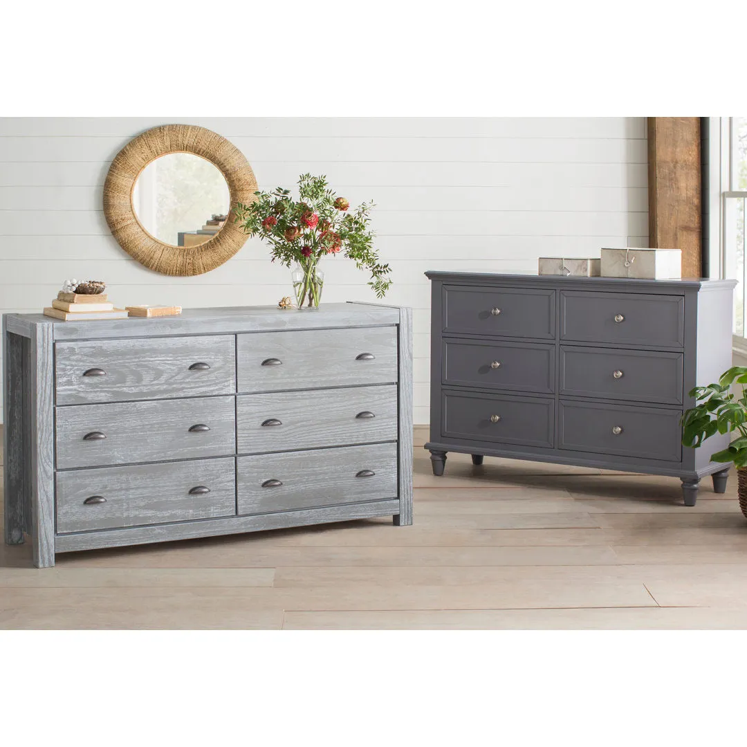 Montauk 6 Drawer Double Dresser Grain Wood Furniture Color: Rustic Gray
