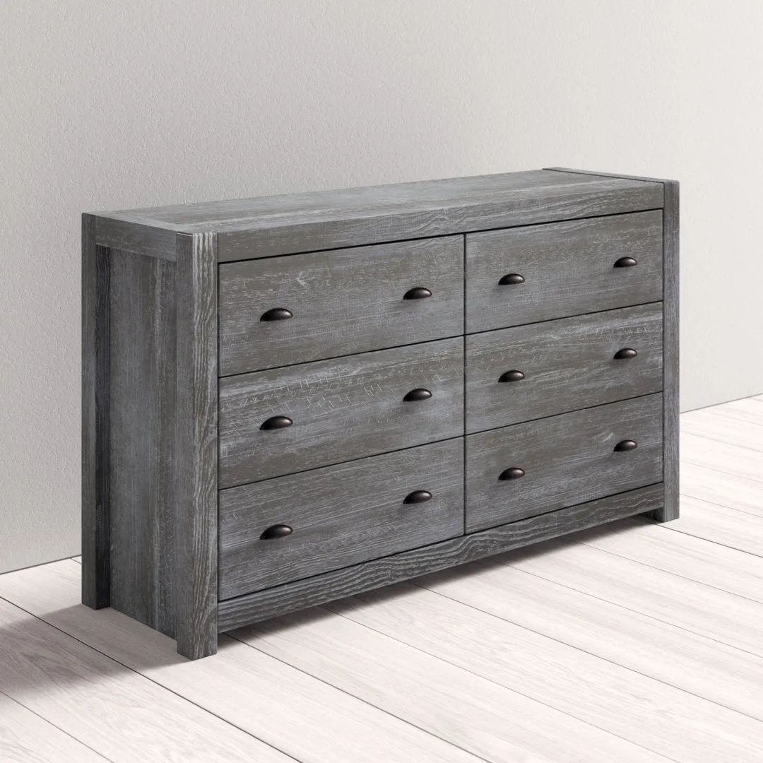 Montauk 6 Drawer Double Dresser Grain Wood Furniture Color: Rustic Gray